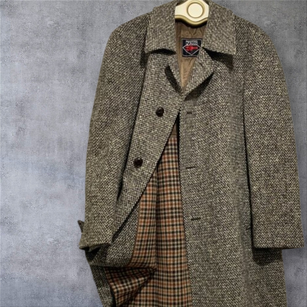Vintage Tweed Long Winter Coat